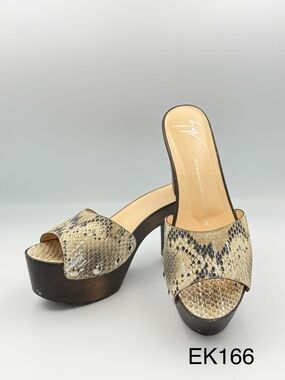 Giuseppe Zanotti Snakeskin Studded Platform Mules EU 38